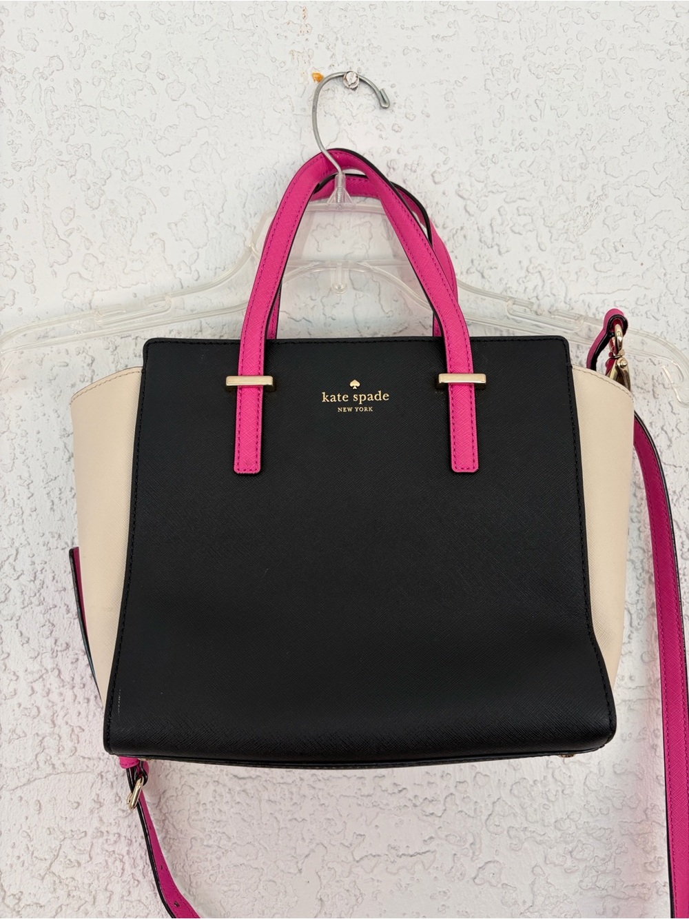 Kate Spade Black, Pink & Cream Leather Satchel/crossbody
